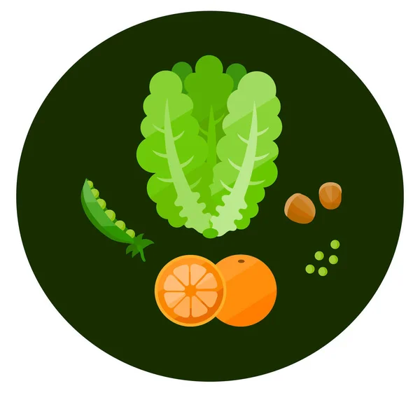 Icônes de la nourriture saine dans le style plat — Image vectorielle