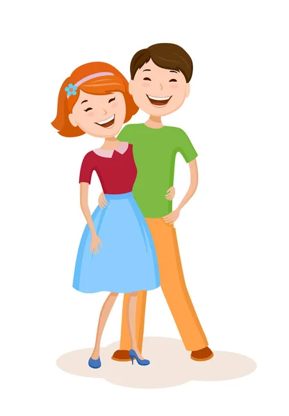 Pasangan keluarga bahagia dalam pakaian berwarna-warni - Stok Vektor