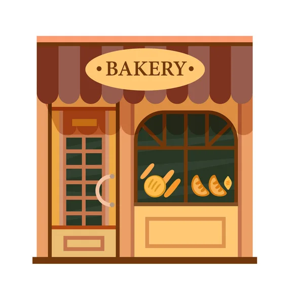 Bakery front view flat icon — Stock Vector