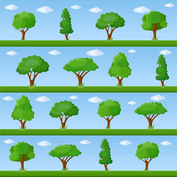 Aantal decoratieve gestileerde bomen — Stockvector