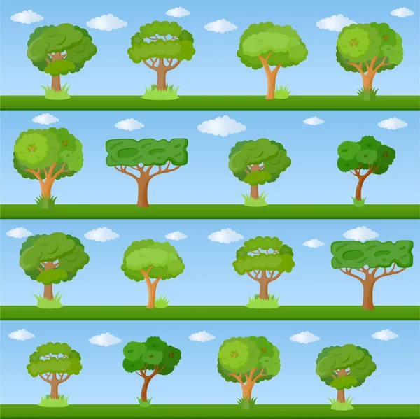 Set of decorative stylized trees — Stock Vector