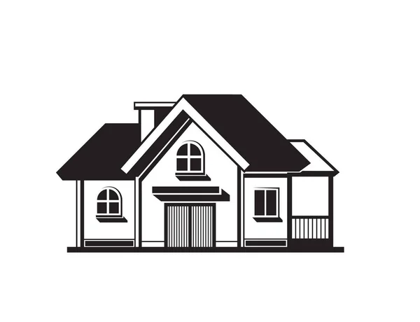 Icono de casa en blanco y negro — Vector de stock