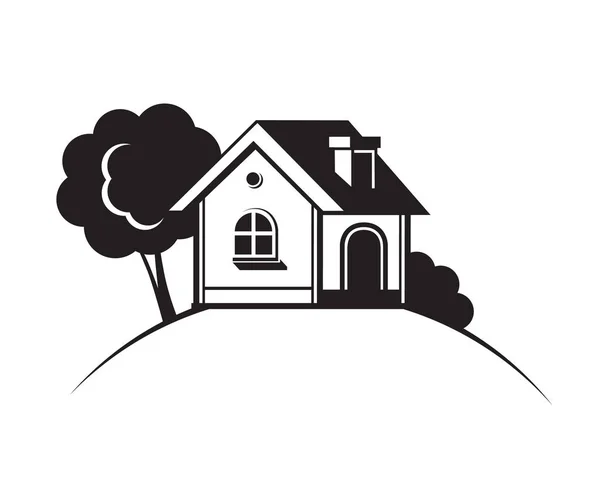 Ícone de casa preto e branco — Vetor de Stock