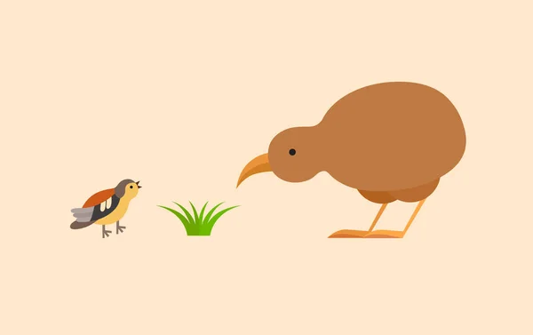 Kiwi y pájaro icono plano — Archivo Imágenes Vectoriales