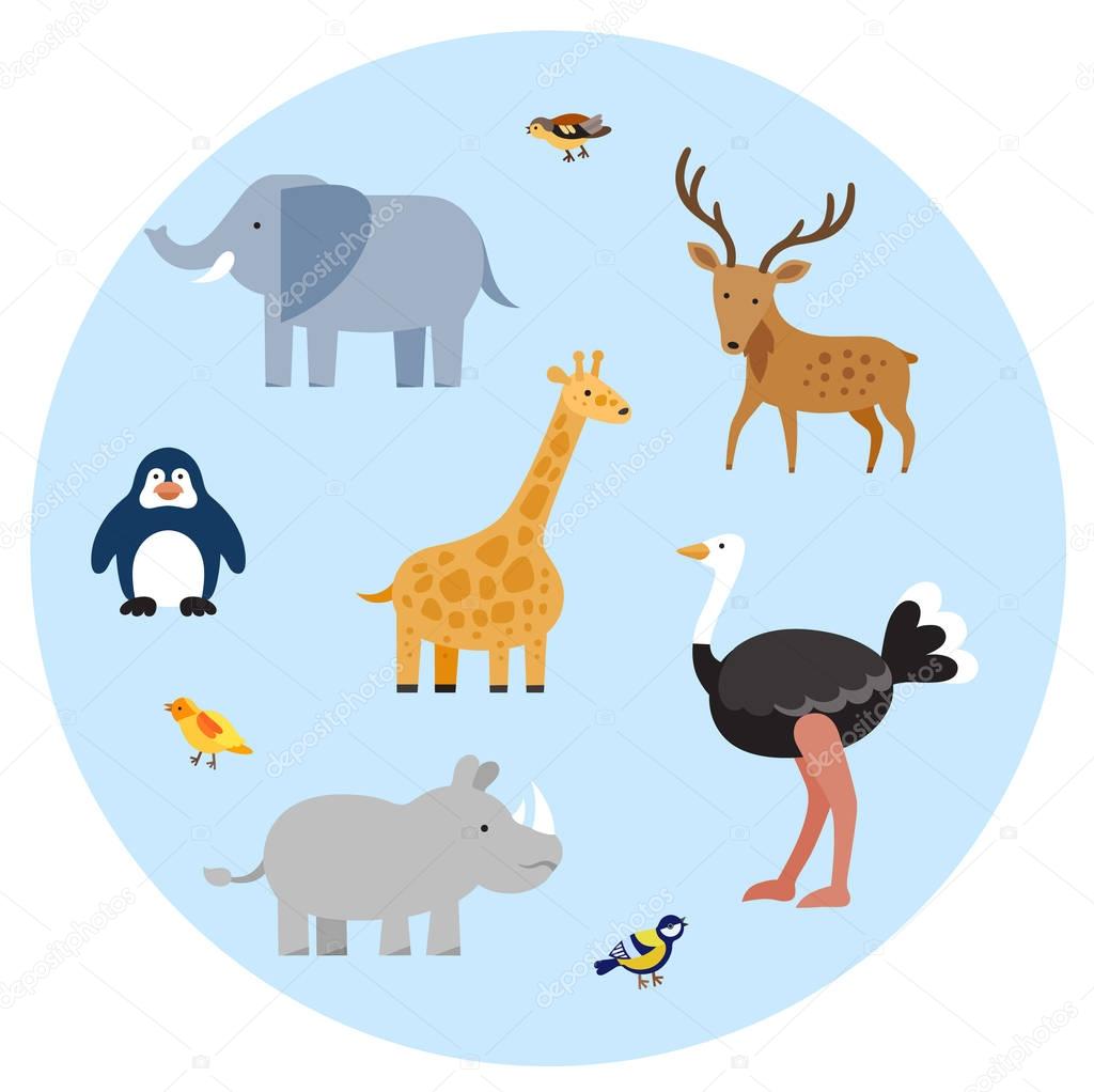 Zoo wild flat animals icon