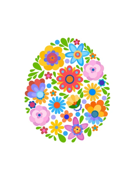 Flores en estilo ingenuo en forma de huevo — Vector de stock