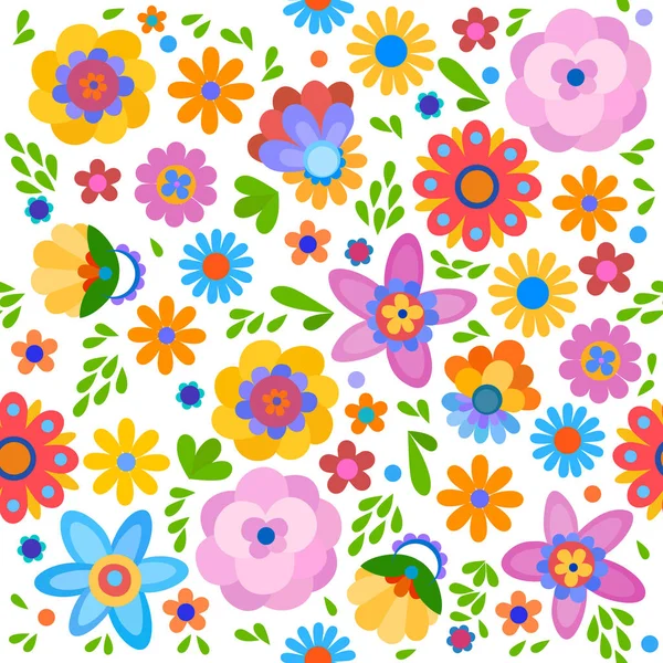 Fleurs colorées de style naïf — Image vectorielle