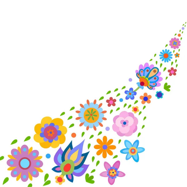 Tarjeta de felicitación con flores — Vector de stock