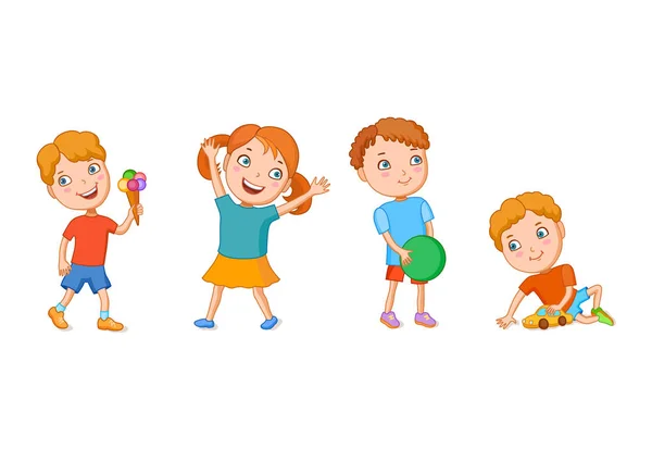 Diversión de dibujos animados niños — Vector de stock