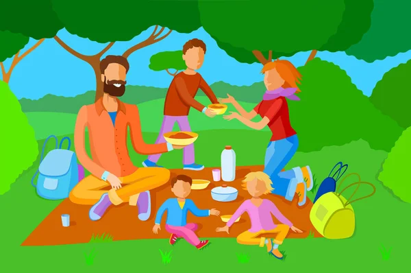 Famille de style plat coloré — Image vectorielle