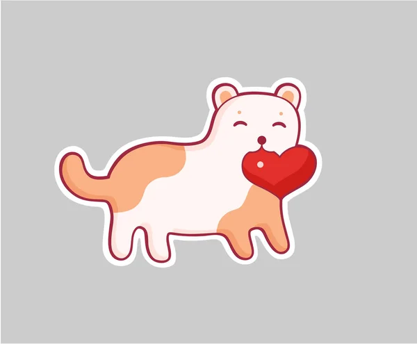 Gato dando corazón — Vector de stock