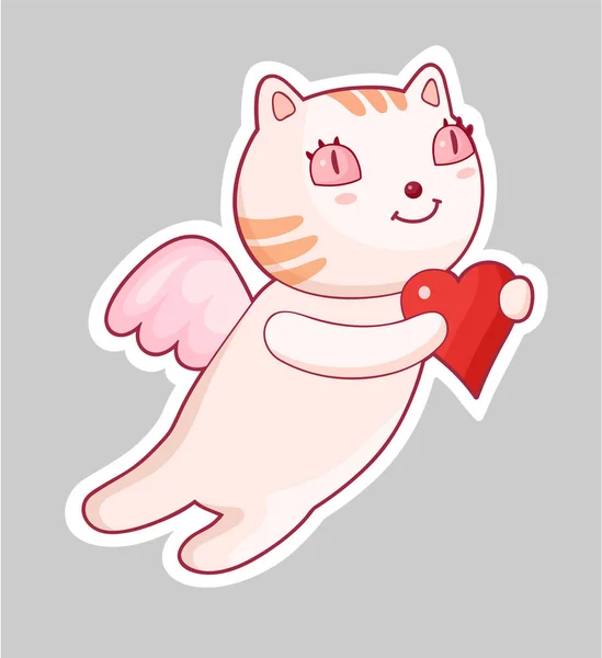 Gato dando corazón — Vector de stock