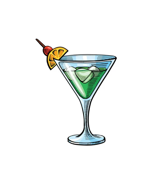 Cocktail alcoolisé dessiné à la main — Image vectorielle