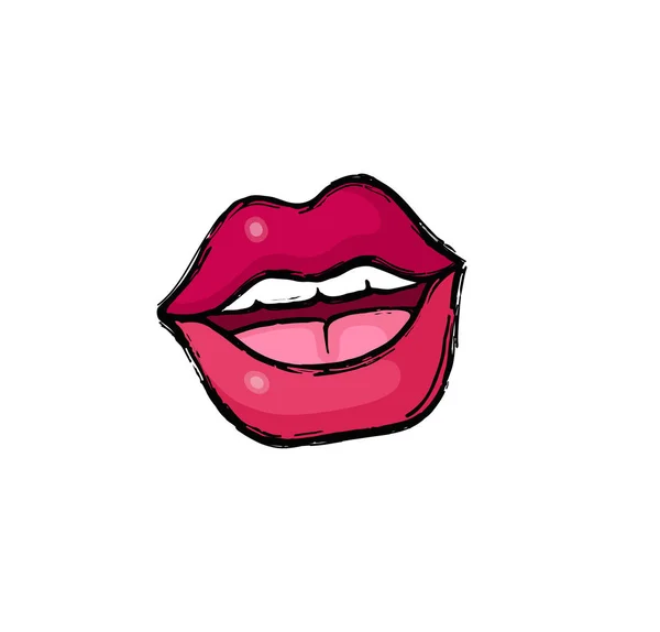 Pop arte labios insignia — Vector de stock