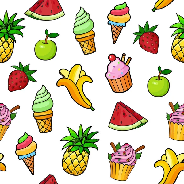 Dulces e insignias de frutas — Vector de stock