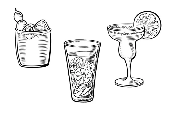 Conjunto de cócteles alcohólicos — Archivo Imágenes Vectoriales