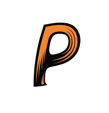 Soyut bicolor alfabe. Dinamik eğik harf. Dekoratif yazı tipi. Vektör tasarım öğesi sanat için. P harfi