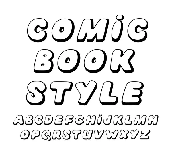 Abeceda Abstraktní Černé Bílé Dynamické Šikmý Dopisy Komiks Ozdobné Písmo — Stockový vektor