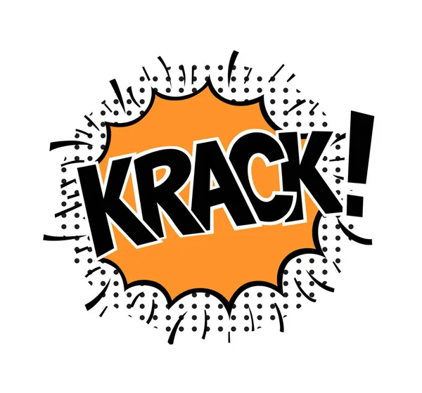 Krack Word Konuşma Balonu Yama Rozeti Çizgi Roman Tarzı Vektör — Stok Vektör