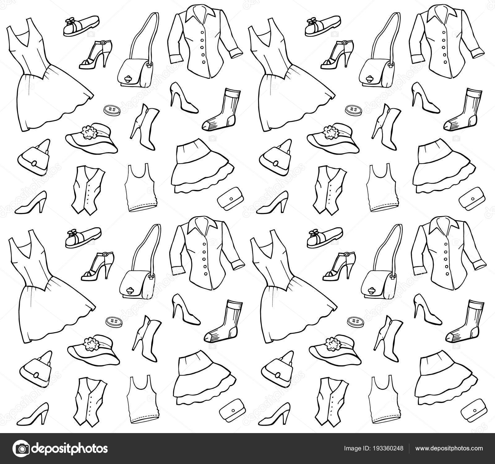 Black White Fashion Icons Clothes Shoes Accessories Stock Vector Image by ©Polyudova #193360248
