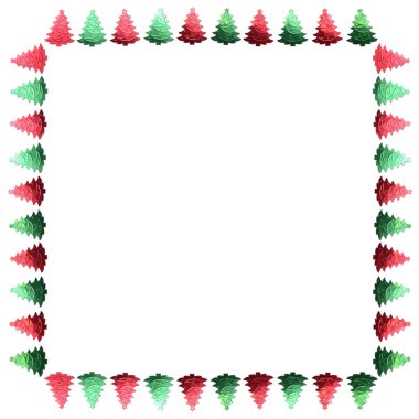 Çerçeve konfeti. Yeşil ve kırmızı çerçeve. Noel ağacı. Sınır. Sahne.