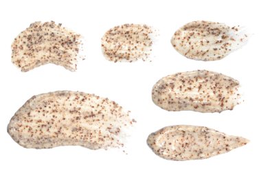 Beyaz arka plan üzerinde izole örnek fırçalayın. Maki leke kümesi.