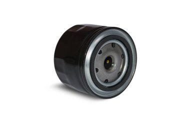 Yeni yağ filtresi araba üzerinde izole beyaz