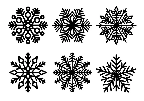 Zestaw kształtów płatki śniegu na białym tle. Elementy zimowych. Abstrakcja Szablon. — Zdjęcie stockowe
