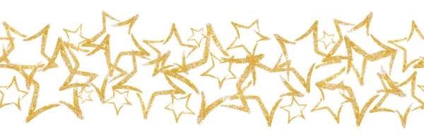 Rozptýlené flitry ve tvaru hvězdy. Bezproblémové hranice s g — Stock fotografie