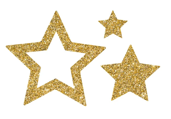 Arany csillag flitter konfetti elszigetelt fehér background. Glitter por csillogó szimbólum. — Stock Fotó