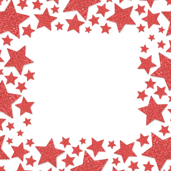 Каркас блискучих зірок червоного металу ізольовано на білому тлі — стокове фото