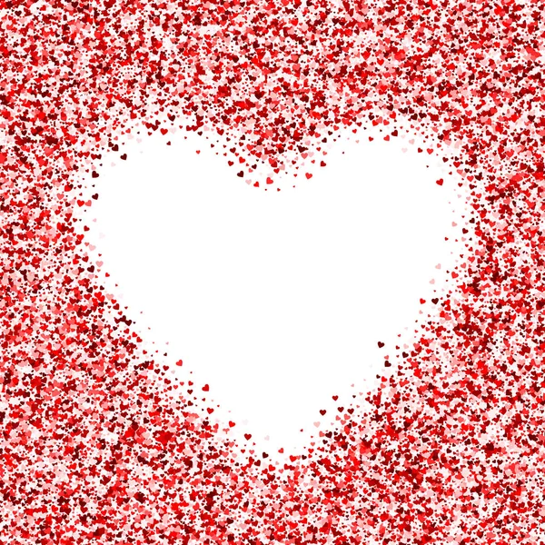 Marco con muchos corazones. Saludo marco rojo. Confeti fronterizo para el día de San Valentín —  Fotos de Stock