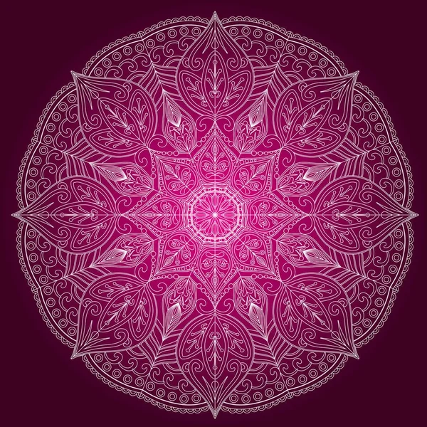 Ragyogás mandala lila meghívó kártya. Geometriai kör elem — Stock Fotó