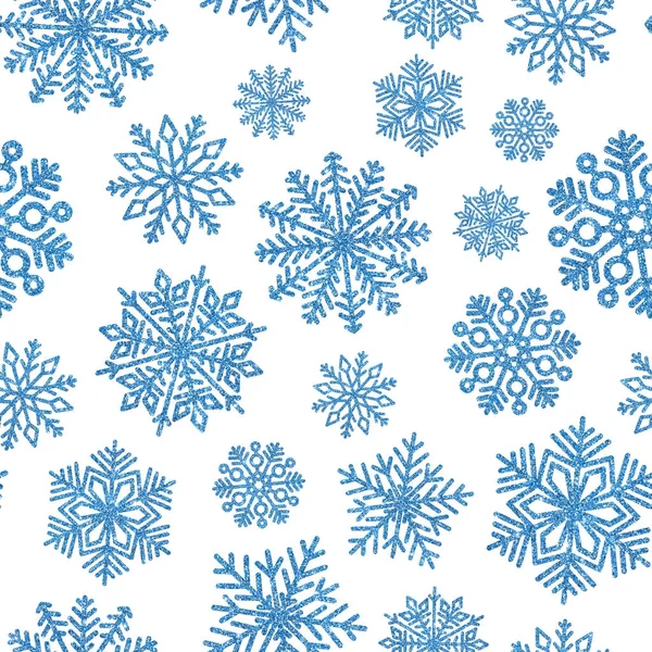 Mavi parlak kar taneleri ile Seamless modeli. Noel dekorasyon payet konfeti.