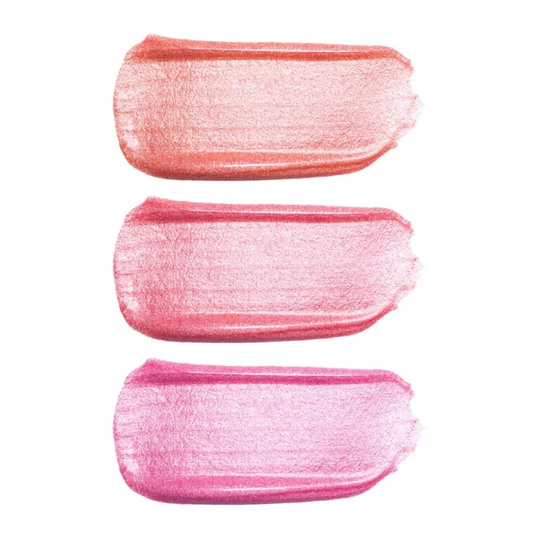 Set of different lip glosses smear samples isolated on white. — Stock Photo, Image