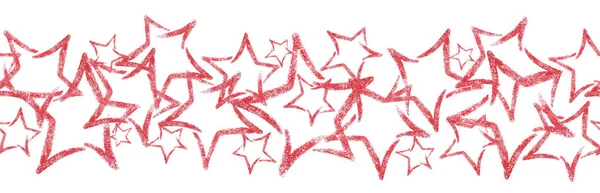 Scattered sequins in the shape of a star. Seamless border with r — Stock Photo, Image