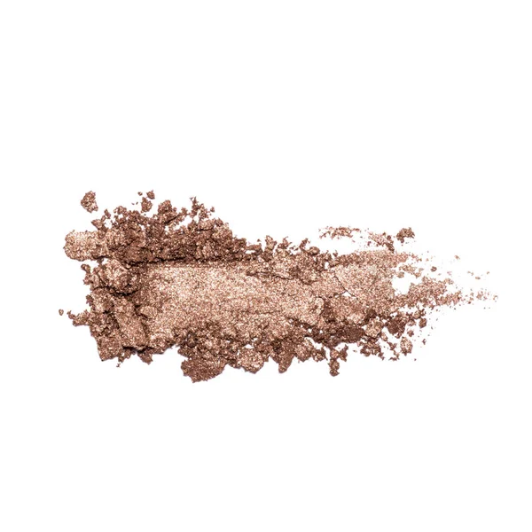 Eyeshadow sample isolated on white background. Crushed brown metallic eyeshadow — Stock Photo, Image