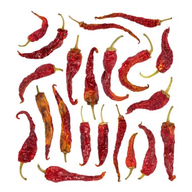 Kuru biber beyaz izole büyük kümesi