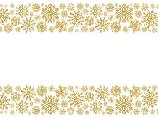 Bordure de Noël avec des flocons d'or. Bordure de paillettes confettis — Photo