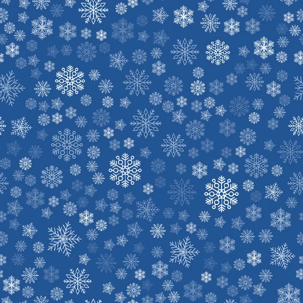 Seamless texture of white snowflakes on a blue — Stock Vector