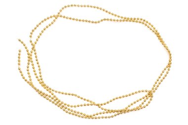 Beyaz arka plan üzerinde izole altın parlak boncuk kenarlık.