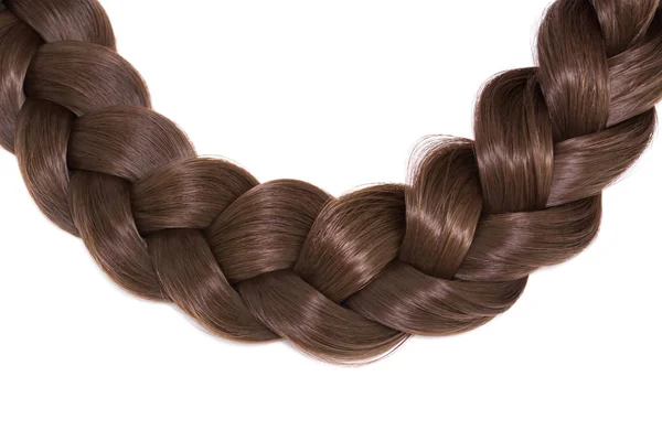 Beyaz arka plan üzerinde izole kadın saç. Bir kahverengi örgü saç