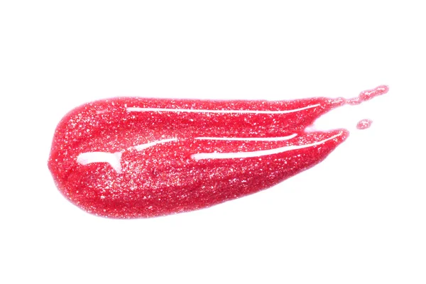 Lip gloss δείγμα απομονωμένα σε λευκό. Λερωμένο ροζ lipgloss. — Φωτογραφία Αρχείου