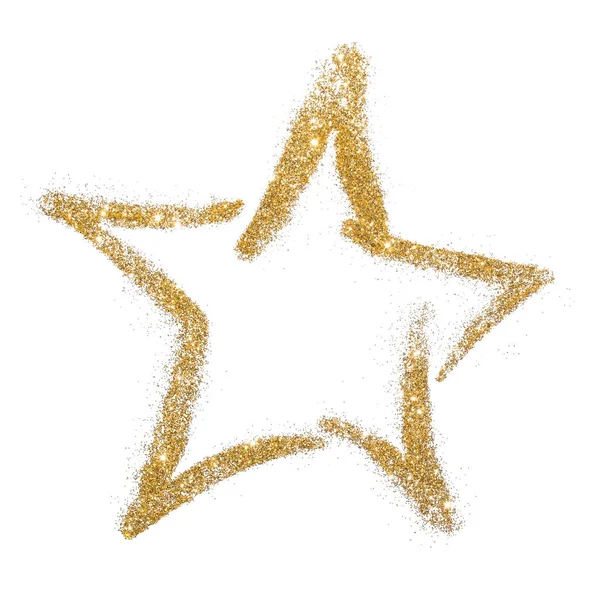 Gold star of bright gold sparkles. Shiny star shape isolated on white background — Stock Photo, Image