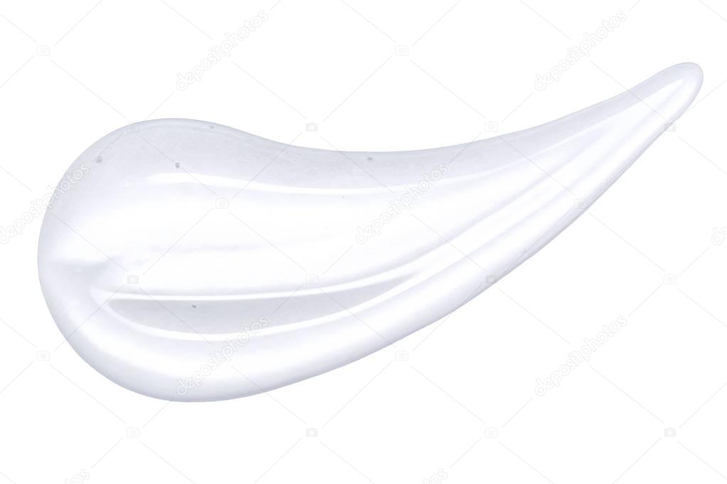 Transparent face gel is isolated on white. A sample of cosmetics. Gel for face