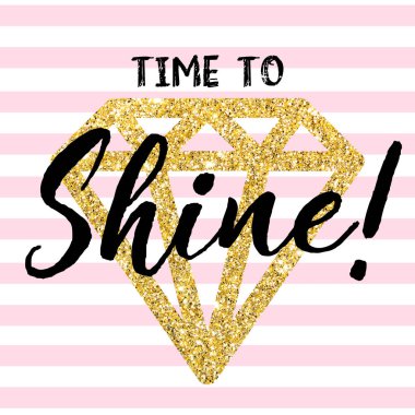 Bir teklif zaman parlamaya altın parlak elmas. Çizgili beyaz-pembe arka plan