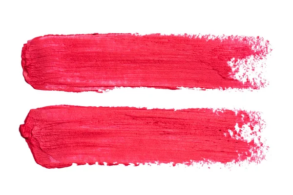 Foto červená rtěnka rozmazává izolované na bílém pozadí — Stock fotografie