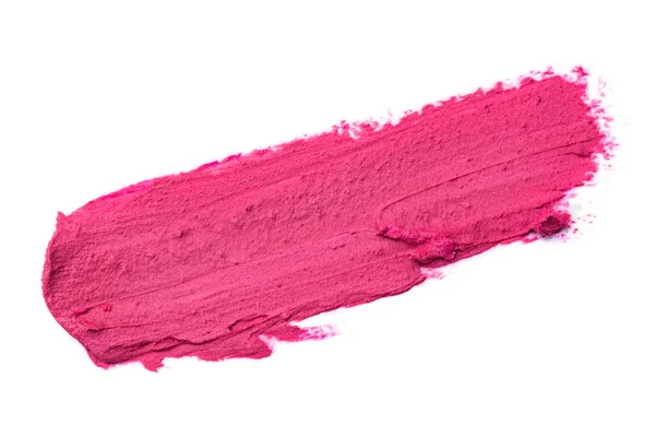 Esfregaço de batom rosa isolado no fundo branco. Produto de maquiagem — Fotografia de Stock