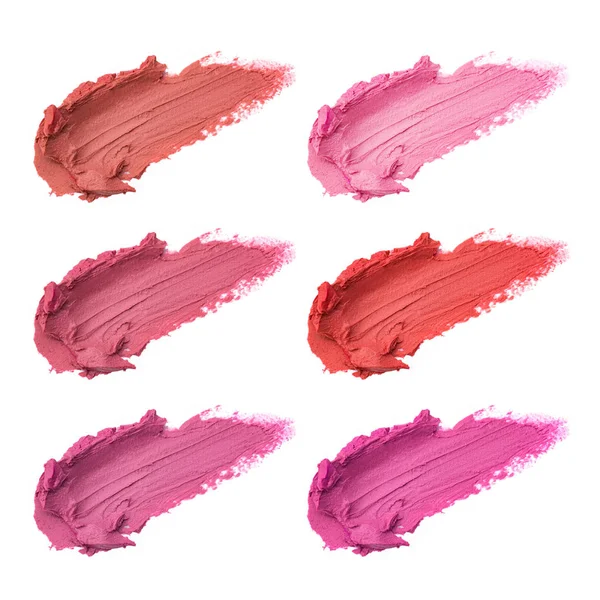 Set of lipstick smudges isolated on white background — Stock Photo, Image