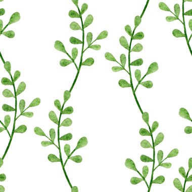 Beyaz arkaplanda suluboya dalları olan kusursuz desen